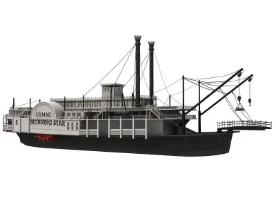 Historic Paddle Steamer River Boats 3D model
