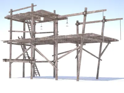 Old wooden scaffolding 3D model