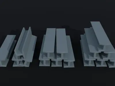 Cartoon Industrial metal beams Polygonal Style Low-poly 3D model