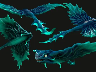 Aqua Draco Low-poly 3D model