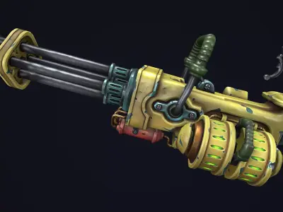 Steampunk minigun Low-poly 3D model