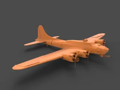 B - 17 orange airplane 3D print model