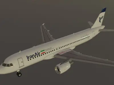 Iran air airbus a320-214 low poly 3D Model  Low-poly 3D model