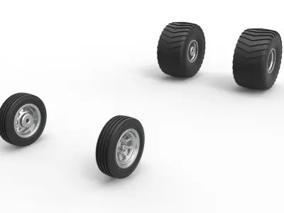 Wheel set of 2wd Pulling truck Scale 1 to 25 3D print model