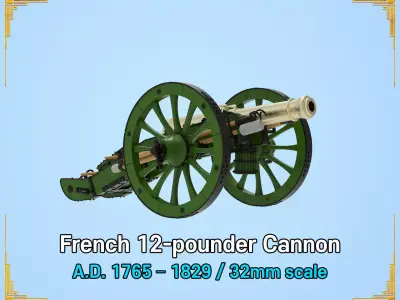 French 12-pounder Cannon 3D print model