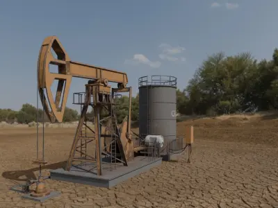 Realistic Machine - Oil Pumpjack Low-poly 3D model