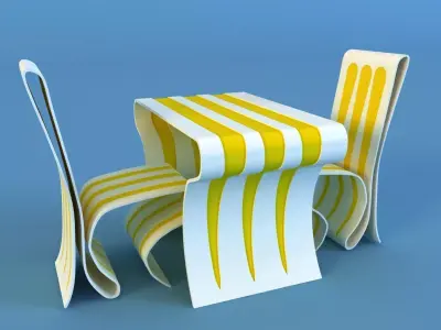 Modern table and chair 3D model