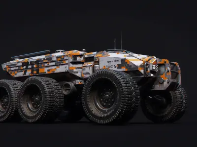 Technical Vehicle Unreal Engine Rigged UE4  8K Textures Low-poly 3D model
