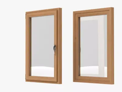 Window 1 pair of wooden windows 3D model
