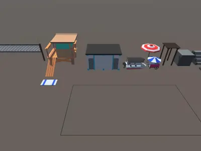 9t5 Low Poly Beach Low-poly 3D model