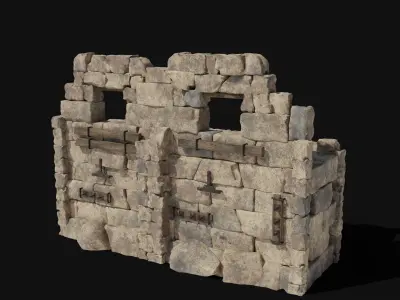 CASTLE RUIN WALLS TOWER WALL WATCHTOWER CONSTRUCTION COLLECTION Low-poly 3D model