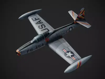 The F-84B Thunderjet  Hand painted game model Low-poly 3D model
