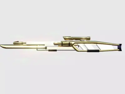 SciFi Sniper Gunblade A05 Golden - Fiction Weaponry Low-poly 3D model