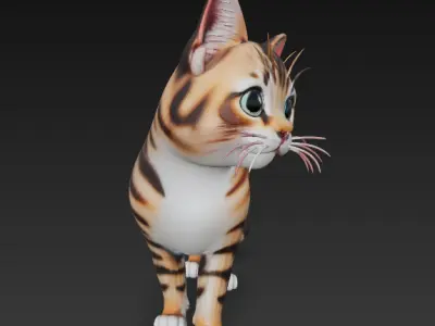 Cat Realistic 3D Model Basic - Low Poly Realistic Low-poly 3D model