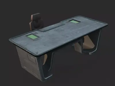 Futuristic Sci-Fi Style Tables and Chairs 3D model