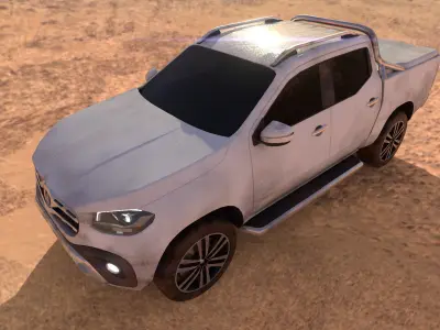 dirty pickup truck Low-poly 3D model