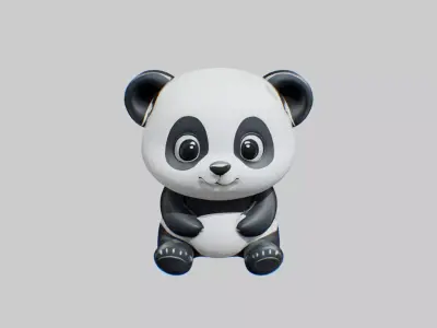 Panda Bear Low-poly 3D model