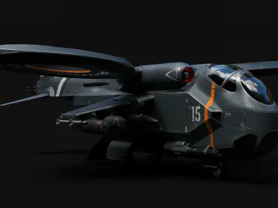 Helicopter Jet Airplane Spaceship Si-Fi Vehicle Space Fighter Low-poly 3D model