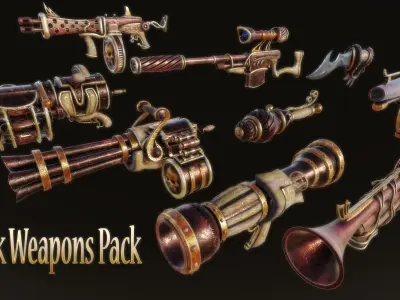 Steampunk Weapon Pack Low-poly 3D model