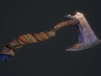 Semi-stylized viking Axe Low-poly 3D model