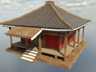 Asian Dojo Low-poly 3D model