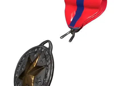 Military Achievement Medal with Ribbon Low-poly 3D model