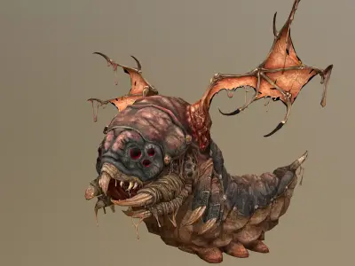 Winged Larva Sand Monsters Attack 3D model