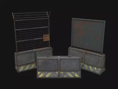 Concrete Barrier RoadBlock Barricade 3D Model Collection