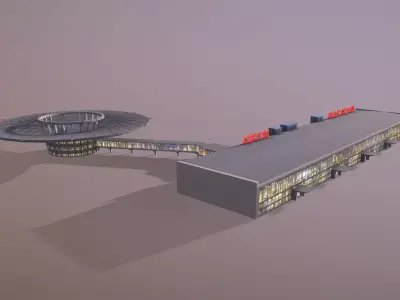 Airport Terminal UUEE Terminal Glass Low-poly 3D model