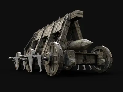 WAR MACHINE BATTERING RAM MEDIEVAL SIEGE ENGINE WAR BATTLE Low-poly 3D model