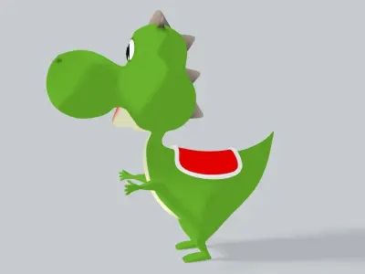 Dragon dinosaur wearing crown 3D model