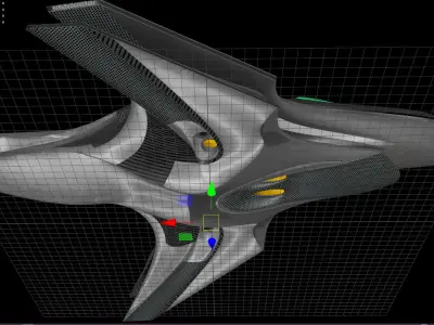 Spacecraft - PBR Game-Ready futuristic jet flying in sky Low-poly 3D model