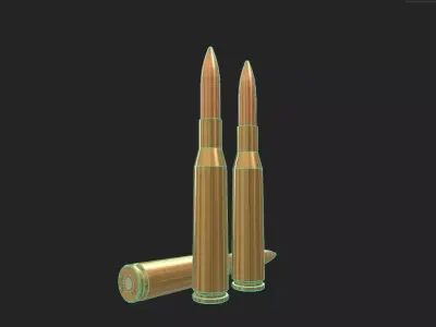 65x58mm Mauser Ammo Low-poly 3D model