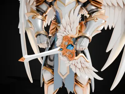 Stylized Sword - Paladin Sword Winged Faith - Game Ready 3D model