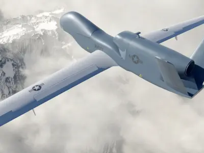 Low Poly PBR RQ-4B Drone  Low-poly 3D model