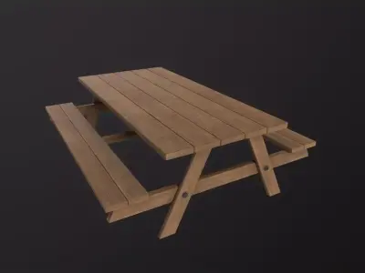 Picnic Table 3D Model Low-poly 3D model