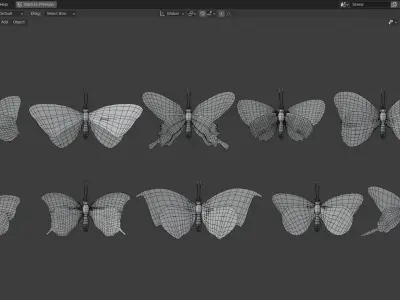 Butterfly Collection PBR Rigged Animated 3D model