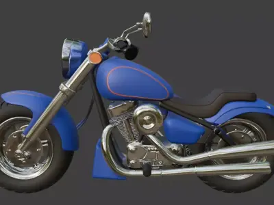 Cartoon Blue Motorcycle 3D Model 3D model