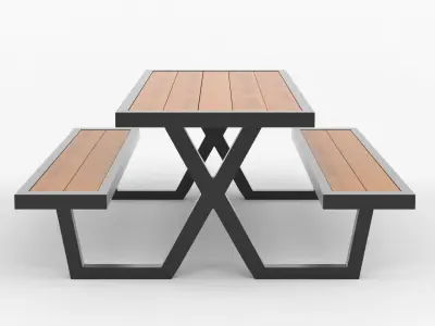 Coffee Table with Iron Legs 3D model
