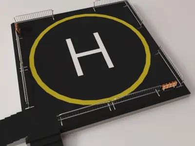 Helipad parking lot with letter h 3D model