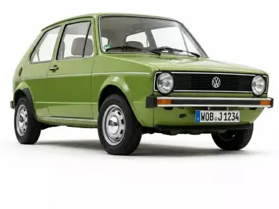 Classic Lime Green Volkswagen Golf Mk1 Vintage Hatchback 3D model