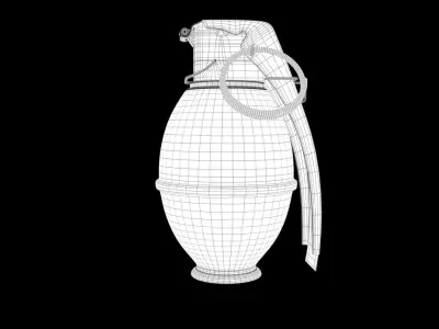 M61 3D Model metal grenade in middle of field 3D model