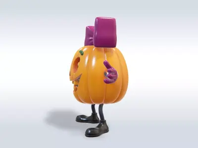 Cheerful Pumpkin Girl halloween Character 3D model