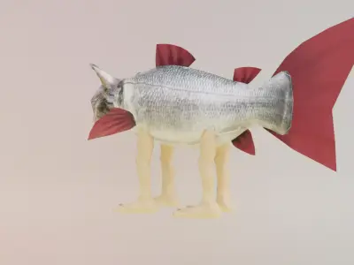 Trulimero Trulicina Italian brainrot Low Poly Character Low-poly 3D model