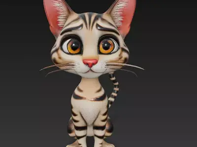 Cat Realistic 3D Model Basic - Low Poly Realistic Low-poly 3D model