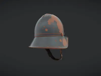 old military helmet with chin strap 3D model