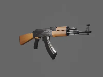 Ak47-textured-pbr material 3D model
