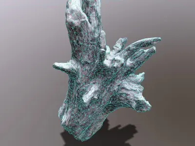 Bark tree part Low-poly 3D model