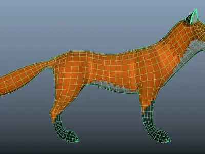 Cartoon fox Low-poly 3D model