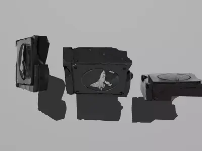 Futuristic Shipwreck Fragment LowPoly LOD Low-poly 3D model